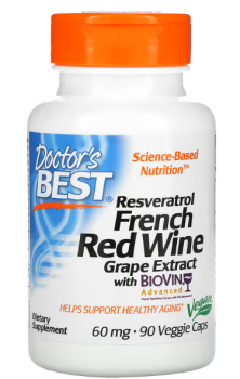 Doctor's Best Resveratrol French Red Wine Grape Extract (Ресвератрол экстракт французского красного винограда) 60 мг 90 вегетарианских капсул