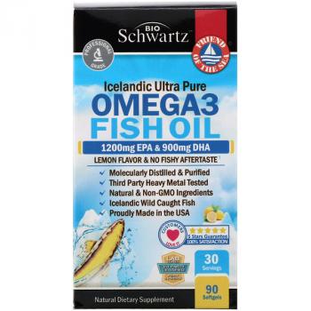 BioSchwartz Omega 3 Fish Oil (Омега 3 рыбий жир со вкусом лимона) 1200 мг ЭПК & 900 мг ДГК 90 капсул