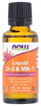 NOW Liquid D-3 & MK-7 (жидкий витамин Д-3 и МК-7) 30 мл