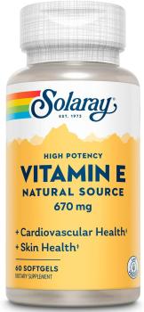 Solaray Vitamin E D-Alpha Tocopherol (Витамин Е D-Альфа-Токоферол) 1000 МЕ 60 гелевых капсул