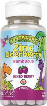 KAL Dinosaurs ActivMelt Zinc Elderberry (цинк и бузина) ягодный микс 90 микротаблеток