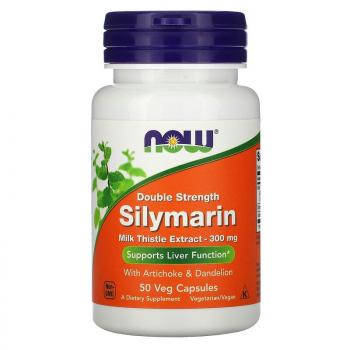 NOW Double Strength Silymarin (силимарин двойной концентрации) 300 мг 50 вегетарианских капсул