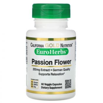 California Gold Nutrition Passion Flower (Пассифлора) EuroHerbs 250 мг 60 капсул