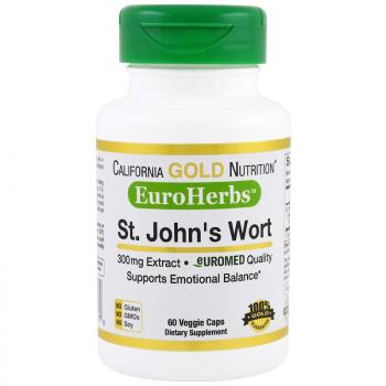 California Gold Nutrition St. John's Wort (Экстракт зверобоя) EuroHerbs 300 мг 60 капсул