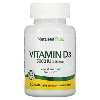 NaturesPlus Vitamin D3 (витамин D3) 125 мкг (5000 МЕ) 60 капсул