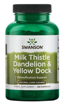 Swanson Milk Thistle Dandelion & Yellow Dock (Молочный чертополох, одуванчик и щавель желтый) 120 капсул