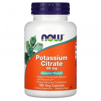 NOW Potassium Citrate (Цитрат калия) 99 мг 180 капсул