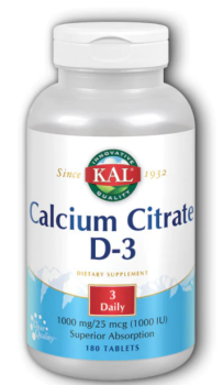 KAL Calcium Citrate D-3 (Цитрат кальция) D3 180 таблеток