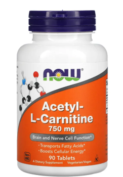 NOW Acetyl L-Carnitine (Ацетил-L-карнитин) 750 мг 90 таблеток