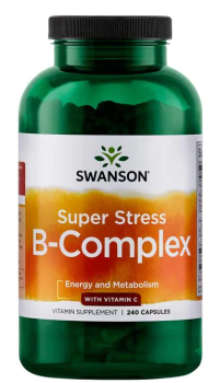 Swanson Super Stress B-Complex with Vitamin C (Суперстрессовый комплекс B с витамином C) 240 капсул
