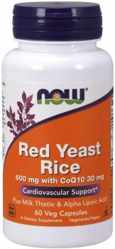 NOW Red Yeast Rice 600 мг with CoQ10 30 мг (Красный дрожжевой рис с COQ10) 60 капcул