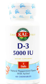 KAL D-3 (Витамин D-3) Ультра мята перечная 5000 МЕ 60 жевательных таблеток