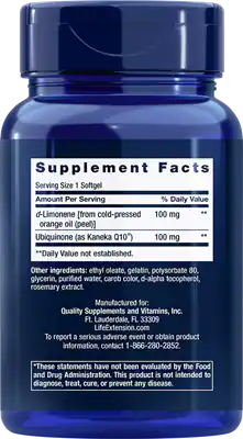 Life Extension Super-Absorbable CoQ10 (Ubiquinone) with d-Limonene (Сверхусваиваемый CoQ10 (убихинон) с d-Лимонином) 100 мг 60 капсул