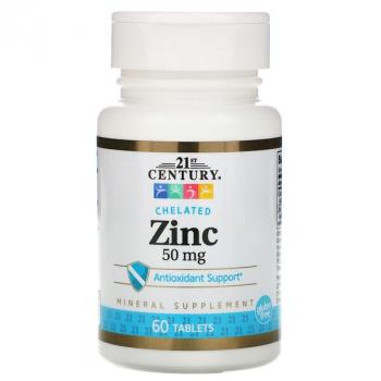 21st Century Zinc Chelated (Цинк хелат) 50 мг 60 таблеток