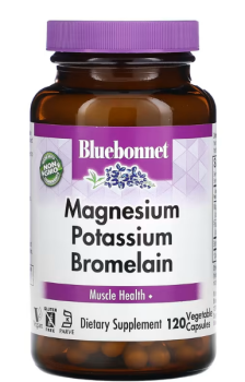 Bluebonnet Nutrition Magnesium Potassium Bromelain (магний калий и бромелаин) 120 вег капсул