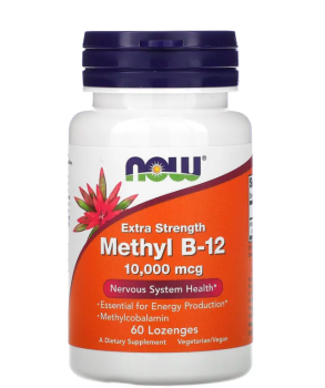 NOW Extra Strength Methyl B-12 (Метил B-12) 10000 мкг 60 пастилок