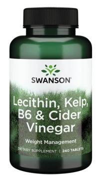 Swanson Lecithin, Kelp, B6, & Cider Vinegar (лецитин, водоросли, B6 ​​и яблочный уксус) 240 таблеток