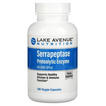 Lake Avenue Nutrition Serrapeptase Proteolytic Enzyme (серрапептаза протеолитический фермент) 40000 SPU 180 вег. капсул