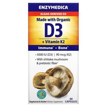 Enzymedica Vegan D3 + K2 60 капсул, 03/24
