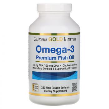 California Gold Nutrition Omega-3 Premium Fish Oil 240 капсул