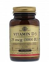 Solgar Vitamin D3 25 мкг 1000 IU 180 таблеток.