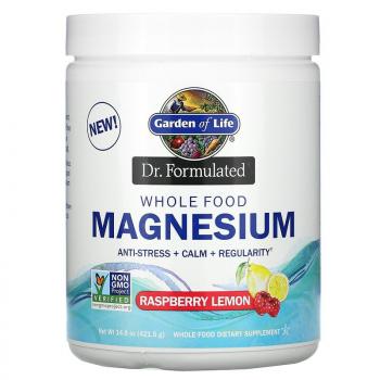 Garden of Life Dr. Formulated Whole Food Magnesium Powder (порошок из цельнопищевого магния) с малиновым и лимонным вкусом 421,5 г