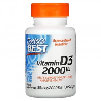 Doctor's Best Vitamin D-3 2000 IU 180 капсул, срок годности 10/2023