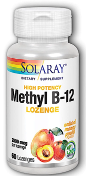 Solaray Methyl B-12 (B-12 метил) манго-персик 2500 мкг 60 пастилок