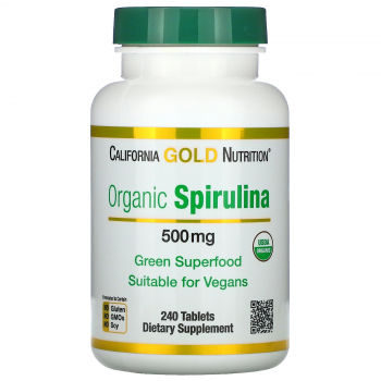 California Gold Nutrition Organic Spirulina (Органическая спирулина) 500 мг 240 таблеток