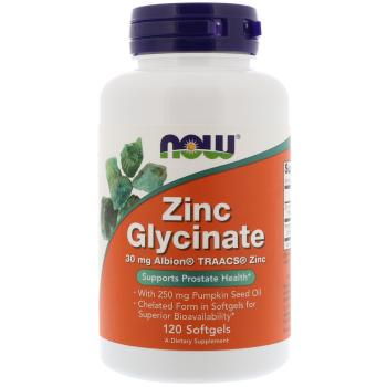 NOW Zinc Glycinate (Цинк Глицинат) 30 мг 120 гелевых капсул