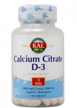 KAL Calcium Citrate D-3 (Кальций Цитрат с витамином D-3) 1000 мг 90 таблеток
