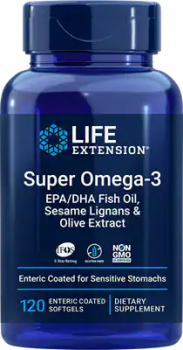 Life Extension Super Omega-3 EPA/DHA Fish Oil Sesame Lignans & Olive Extract (Супер Омега-3 EPA/DHA Рыбий жир, Лигнаны Кунжута и экстракт Оливы) 120 кишечнорастворимых капсул