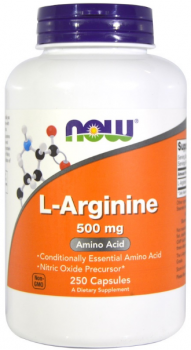 NOW L-Arginine (L-аргинин) 500 мг 250 капсул