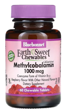 Bluebonnet Nutrition EarthSweet Chewables Methylcobalamin (метилкобаламин) малина 1,000 мкг 60 жевательных таблеток