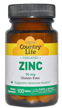 Country Life Chelated Zinc (Хелатный Цинк) 50 мг 100 таблеток