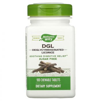 Nature's Way DGL Deglycyrrhizinated Licorice (глицирризинат солодки) без сахара 100 жевательных таблеток
