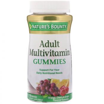 Nature's Bounty Adult Multivitamin Gummies (Мультивитаминные жевательные конфеты для взрослых) со вкусом апельсина вишни и винограда 75 штук