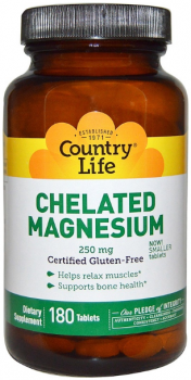 Country Life Chelated Magnesium (Хелатный магний) 250 мг 180 таблеток