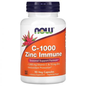 NOW C-1000 Zinc Immune (витамин C 1000 мг и цинк 15 мг) 90 вегетарианских капсул