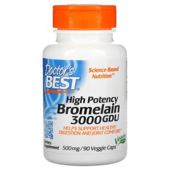 Doctor's Best Bromelain 3000 GDU High Potency (Бромелайн высокоэффективный) 500 мг 90 капсул