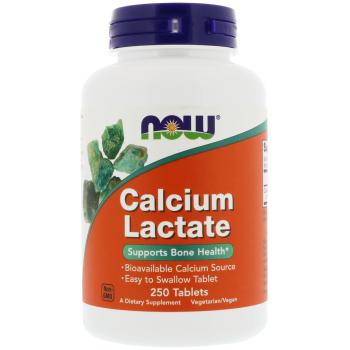NOW Calcium Lactate (Кальций Лактат) 255 мг 250 таблеток