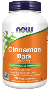 NOW Cinnamon Bark (Кора корицы) 600 мг 240 вег капсул