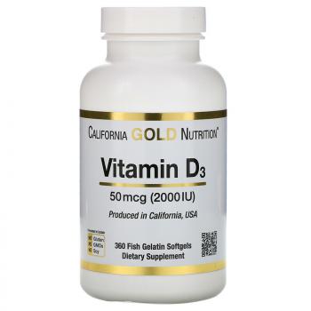 California Gold Nutrition Vitamin D-3 (витамин D-3) 2000 IU 360 капсул