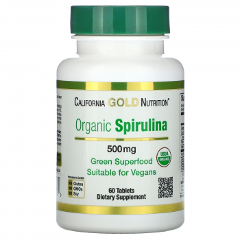 California Gold Nutrition Organic Spirulina (Органическая спирулина) 500 мг 60 таблеток