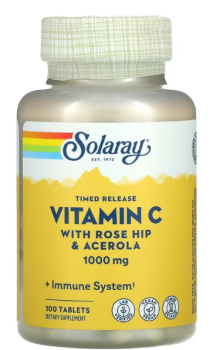 Solaray Timed Release Vitamin C with Rose Hip & Acerola (Витамин С) 1000 мг 100 таблеток