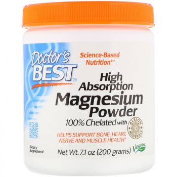 Doctor's Best High Absorption Magnesium Powder 100% Chelated with Albion Minerals (Хелатированный легкоусвояемый магниевый порошок с формулой Albion Minerals) 200 гр