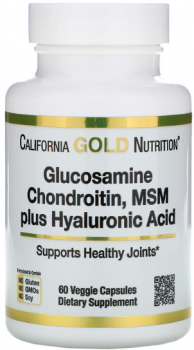 California Gold Nutrition Glucosamine Chondroitin MSM plus Hyaluronic Acid (Глюкозамин хондроитин МСМ с гиалуроновой кислотой) 60 капсул
