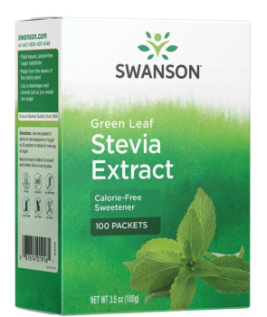 Swanson Green Leaf Stevia Extract (Экстракт зеленых листьев стевии) 100 пакетиков