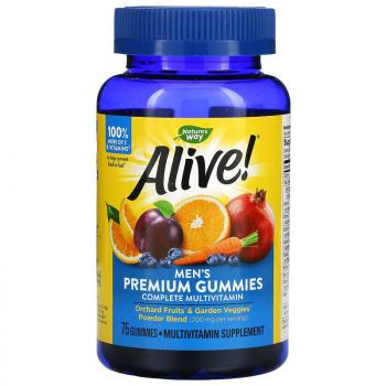 Nature's Way, Alive! Men`s Premium Gummies (Жевательный витамины для мужчин) с фруктовыми вкусами 75 жевательных конфет