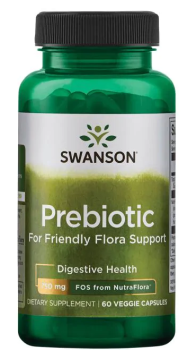 Swanson Prebiotic for Friendly Flora Support (пребиотик для поддержки дружественной флоры) 375 мг 60 вег капсул срок 09/2023
